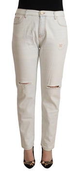 PINKO White Cotton Distressed Mid Waist Skinny Denim Jeans - W28 - Jeans