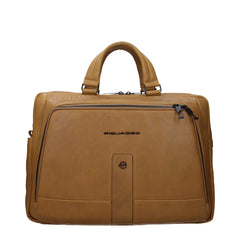 Piquadro Beige Leather Business And Laptop Bags
