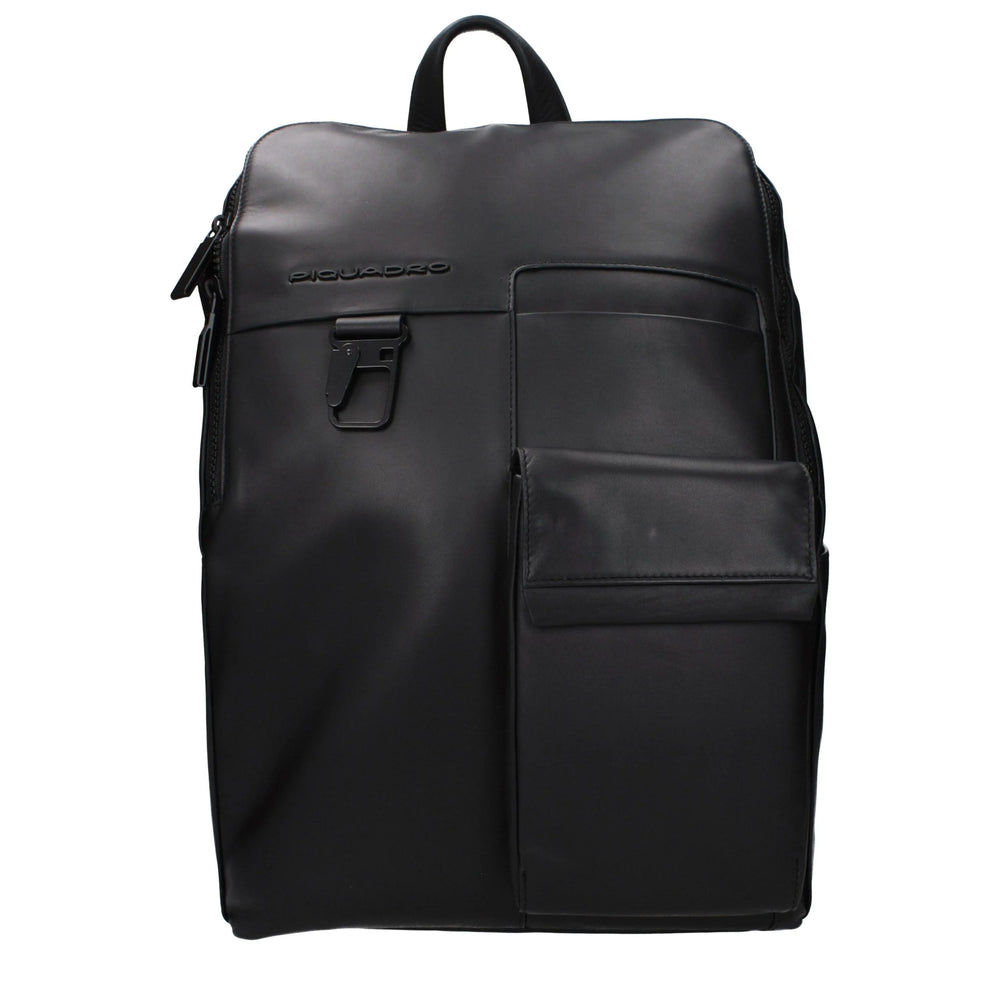Piquadro Black Leather Backpack