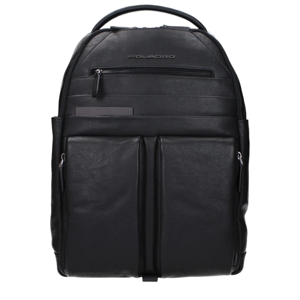 Piquadro Black Leather Backpacks