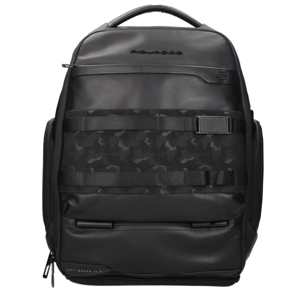 Piquadro Black Leather Backpacks