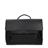 Piquadro Black Leather Business And Laptop Bag