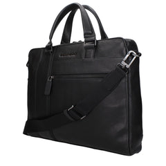 Piquadro Black Leather Business And Laptop Bags