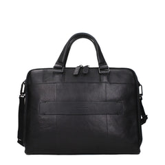 Piquadro Black Leather Business And Laptop Bags