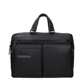 Piquadro Black Leather Business And Laptop Bags