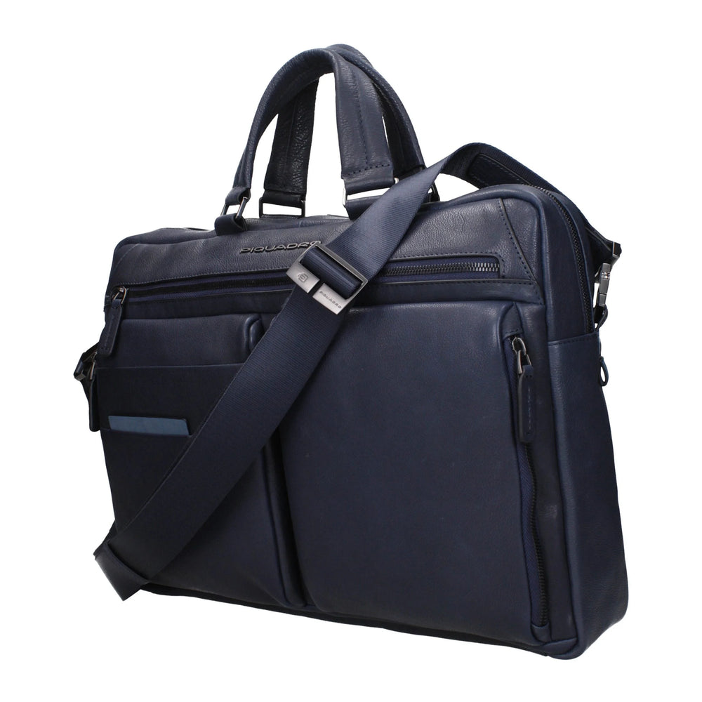 Piquadro Blue Leather Business And Laptop Bags