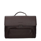 Piquadro Brown Leather Business And Laptop Bag