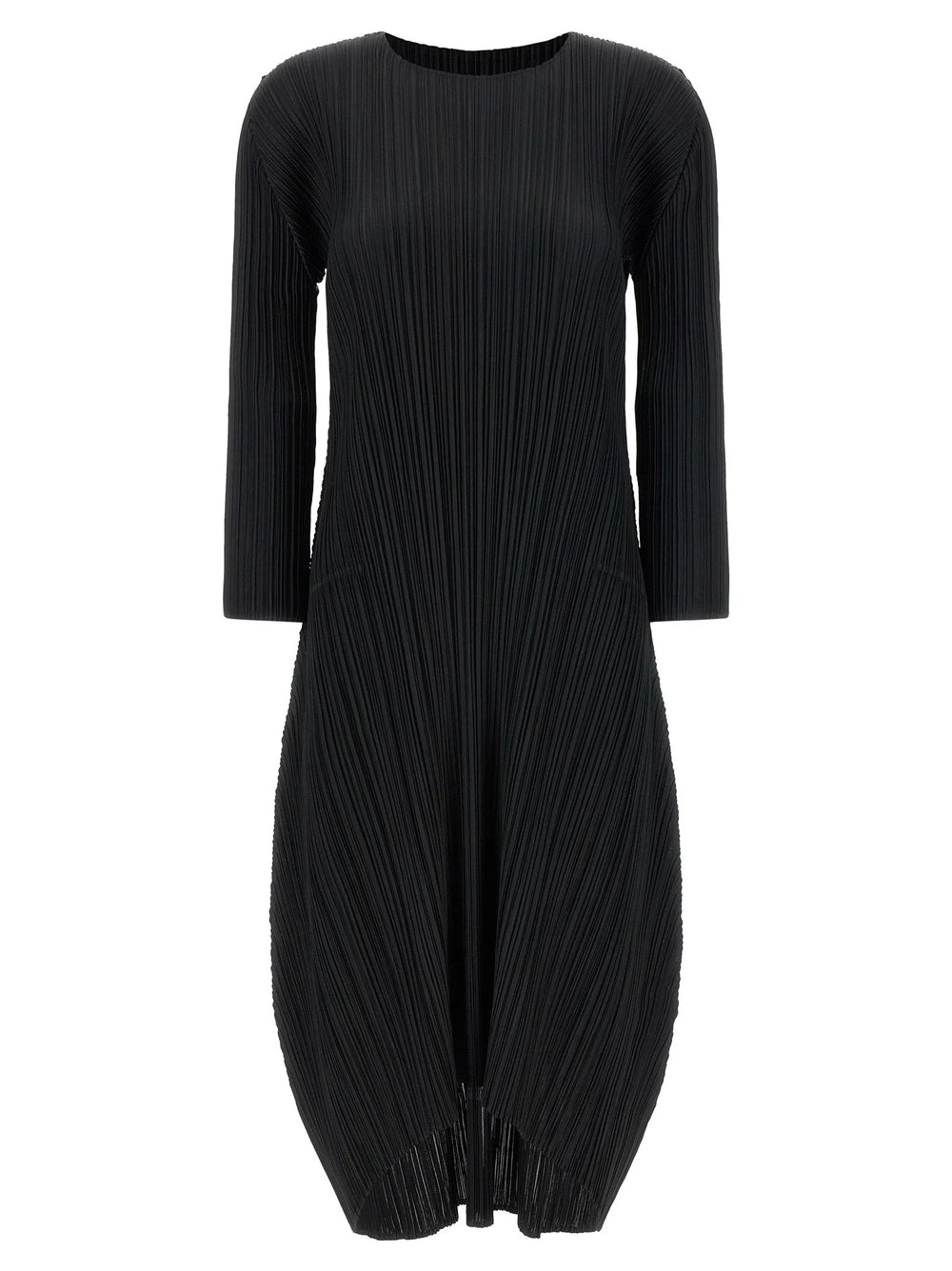 PLEATS PLEASE ISSEY MIYAKE Black Polyester Midi Dress - 2