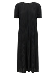 PLEATS PLEASE ISSEY MIYAKE Black Polyester Midi Dress - 5