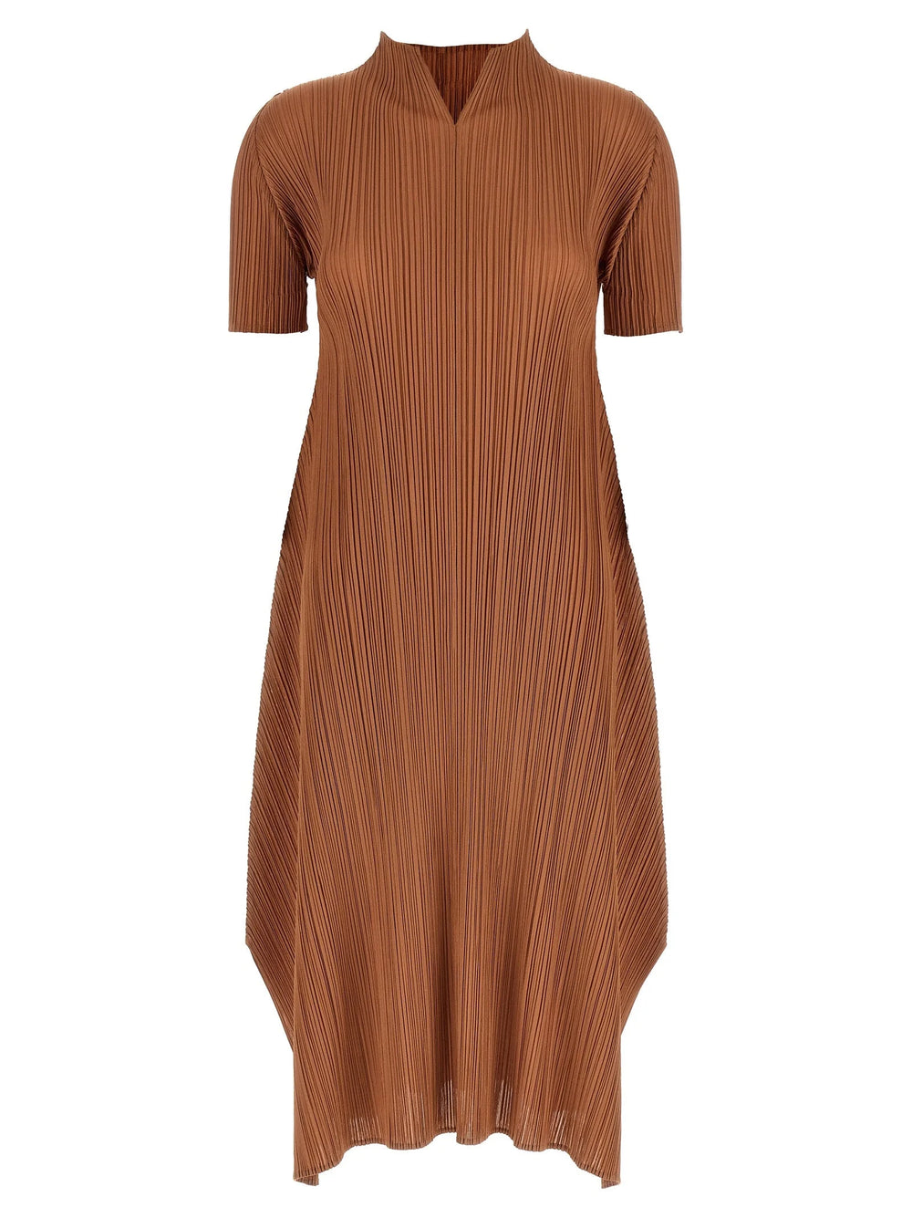 PLEATS PLEASE ISSEY MIYAKE Brown Polyester Midi Dress - 3