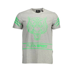 Plein Sport Gray Cotton Men T-Shirt - XL - T-Shirts