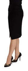 PLEIN SUD Black High Waist Pencil Knee Length Viscose Skirt - IT38|XS - Skirts