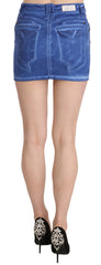 PLEIN SUD Blue Cotton Stretch Casual Mini Skirt - Skirts