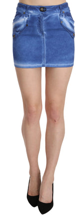 PLEIN SUD Blue Cotton Stretch Casual Mini Skirt - Skirts