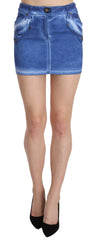 PLEIN SUD Blue Cotton Stretch Casual Mini Skirt - Skirts