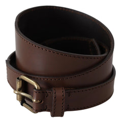 PLEIN SUD Brown Leather Gold Metal Buckle Belt - 130cm / 50inch - Belts