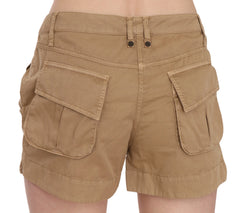 PLEIN SUD Brown Mid Waist 100% Cotton Mini Shorts - IT38|XS - Cargo Shorts