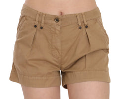 PLEIN SUD Brown Mid Waist 100% Cotton Mini Shorts - IT38|XS - Cargo Shorts