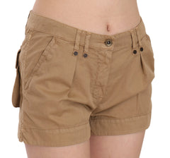 PLEIN SUD Brown Mid Waist 100% Cotton Mini Shorts - IT38|XS - Cargo Shorts
