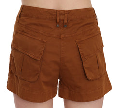 PLEIN SUD Brown Mid Waist Cotton Denim Mini Shorts - IT38|XS - Short Trousers