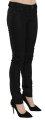 PLEIN SUD Cotton Black Mid Waist Skinny Denim Jeans