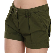 PLEIN SUD Green Mid Waist 100% Cotton Mini Shorts - IT40|S - Short Trousers