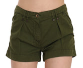 PLEIN SUD Green Mid Waist 100% Cotton Mini Shorts - IT40|S - Short Trousers