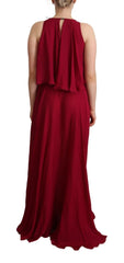 PLEIN SUD Orchid Silk Sleeveless Long Maxi Ruffle Shift Dress - IT44|L - Dresses