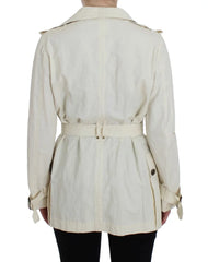 PLEIN SUD White Trench Coat Jacket - IT42 | S - Trench Coats