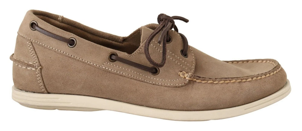 Pollini Beige Suede Low Top Mocassin Loafers Casual Men Shoes - EU39/US6 - Flats