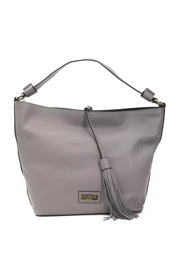 Pompei Donatella Gray Leather Women Shoulder Bag - Shoulder Bags