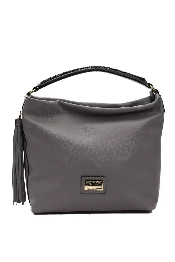 Pompei Donatella Gray Leather Women Shoulder Bag - Shoulder Bags
