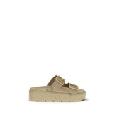 Prada Beige Calf Leather Bos Taurus Platform Sandals - EU41/US11