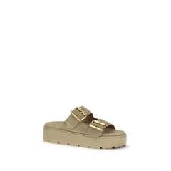 Prada Beige Calf Leather Bos Taurus Platform Sandals - EU41/US11