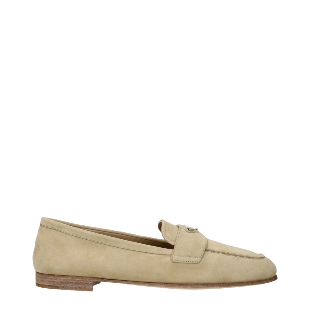 Prada Beige Leather Slip-On Loafers - EU37.5/US7.5