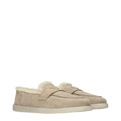 Prada Beige Leather Slip-On Loafers - EU41/US11