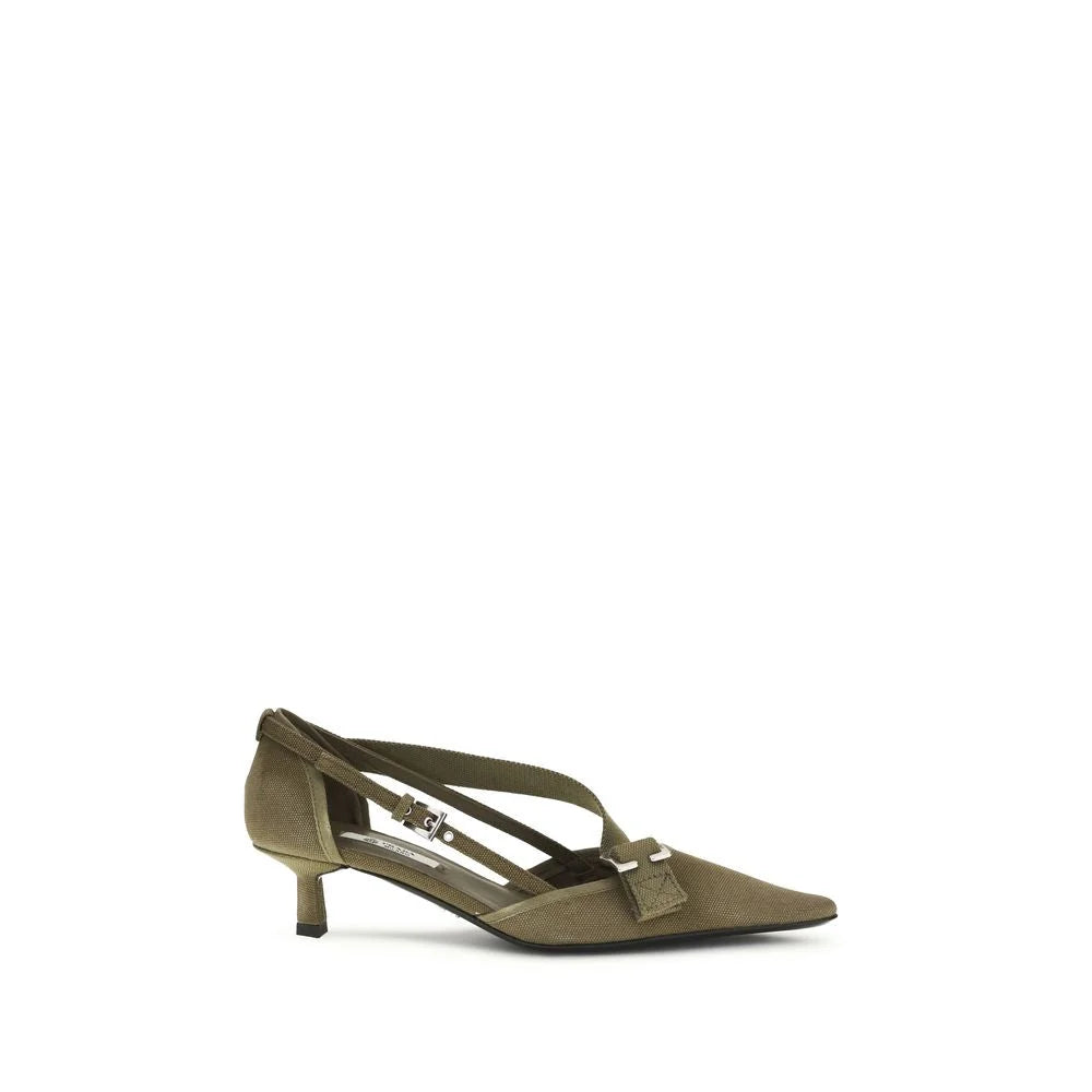 Prada Bicolor Cotton Mid Heel Pumps - EU37/US7