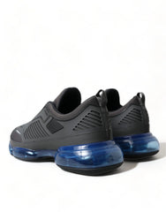 Prada Black Blue Rubber Knit Slip On Low Top Sneakers Shoes - EU40/US7 - Sneakers