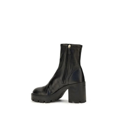 Prada Black Calf Leather Bos Taurus Ankle Boots