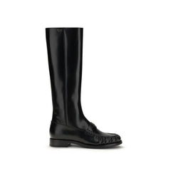 Prada Black Calf Leather Bos Taurus Boots