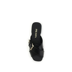 Prada Black Calf Leather Bos Taurus Flat Sandals - EU38/US8 - Sandals
