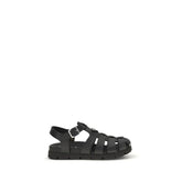 Prada Black Calf Leather Bos Taurus Flat Sandals - EU45/US12