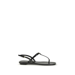 Prada Sandalias Tipo Geta de Cuero Becerro Negro Bos Taurus - Sandalias