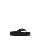 Prada Black Calf Leather Bos Taurus Flip-Flop Sandals - EU40/US7