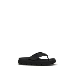 Prada Black Calf Leather Bos Taurus Flip-Flop Sandals - EU40/US7