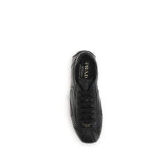 Prada Black Calf Leather Bos Taurus Low Top Sneakers