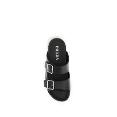 Prada Black Calf Leather Bos Taurus Sandals
