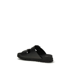 Prada Black Calf Leather Bos Taurus Sandals