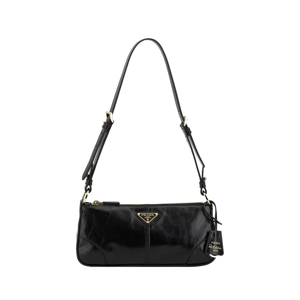 Prada Black Calf Leather Bos Taurus Shoulder Bag
