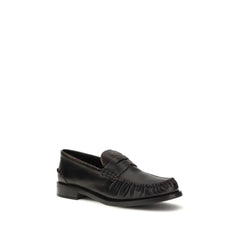 Prada Black Calf Leather Bos Taurus Slip-On Loafers